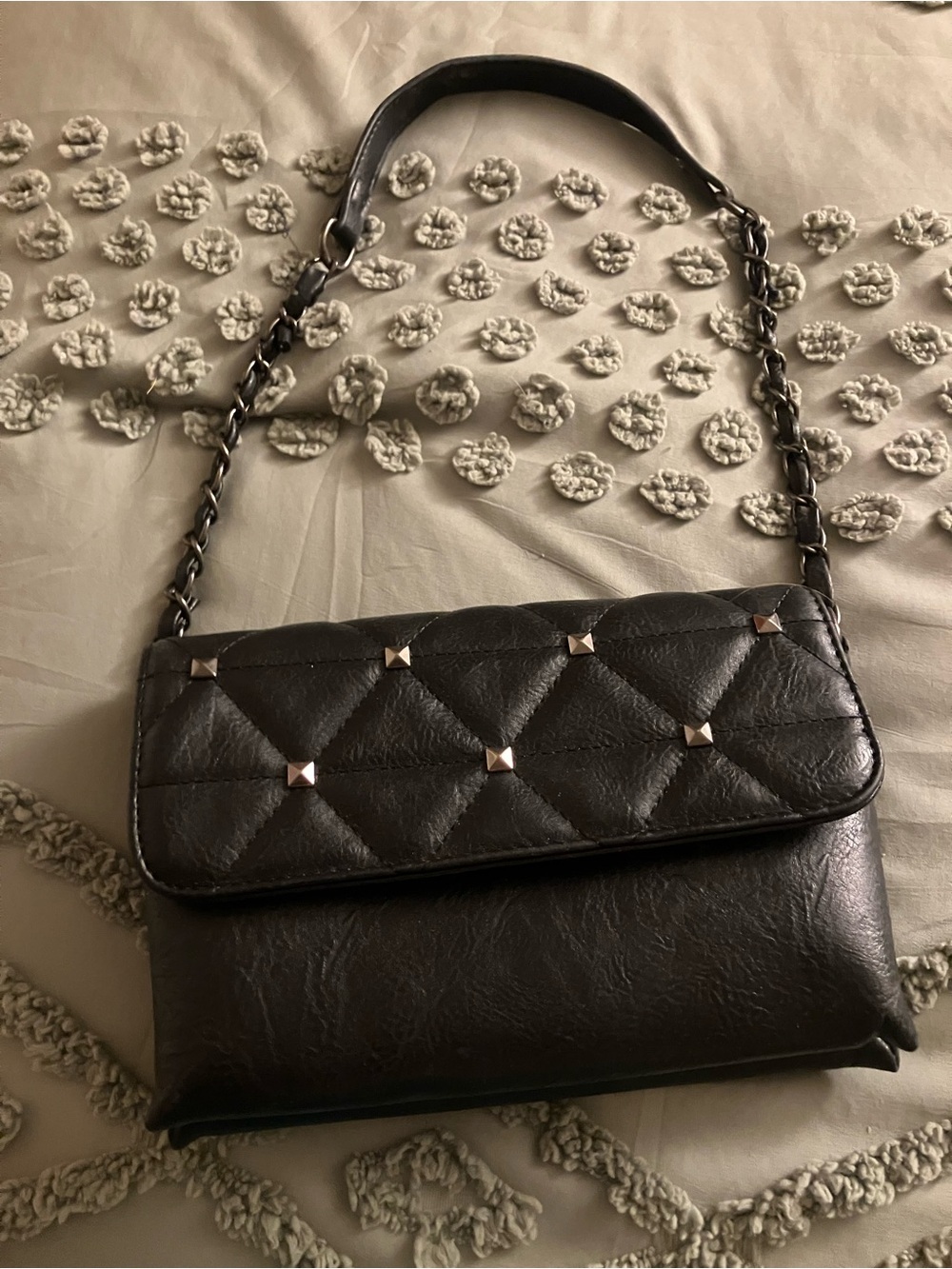 Black studded purse small clutch chain